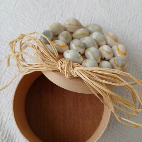 Handmade wooden jewelry box with shells like new