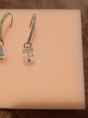 Silver and crystal dangling earrings new, handmade