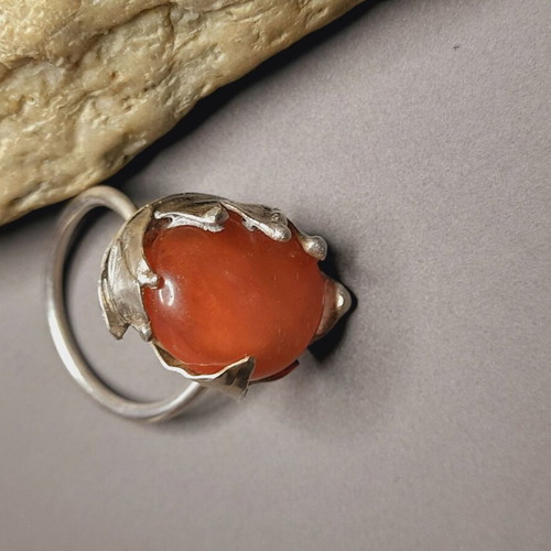 Handmade silver ring 925 with semi-precious stone adjustable