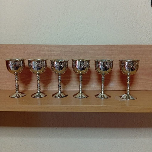 Set of 6 silver-plated antique glasses used