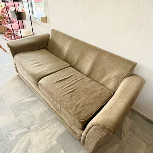 Bavaria/Fog three-seater sofa refurbished, beige-brown color