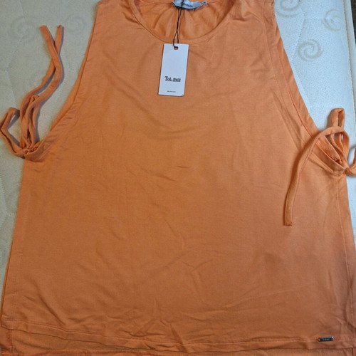 Toi&Moi summer blouse orange new with side openings and ties