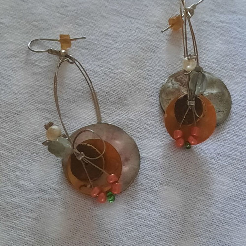 Handmade earrings, unique design, silver color