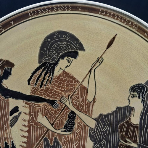 Vintage Greek Arts Milos Ceramic Plate Athena and Apollo