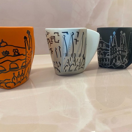 Souvenir Barcelona mug set inspired by Antoni Gaudí architecture