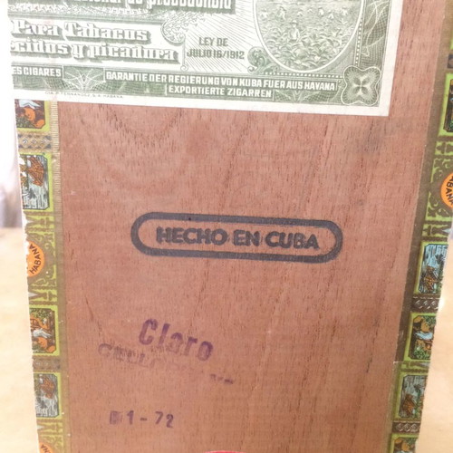 Cigar box used, Cuba, 1972