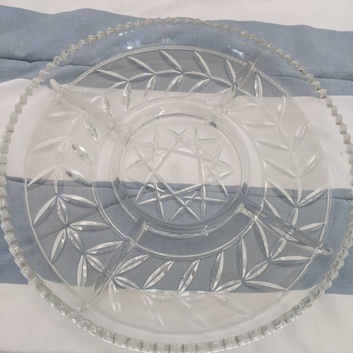 Serving platter for nuts large glass like new