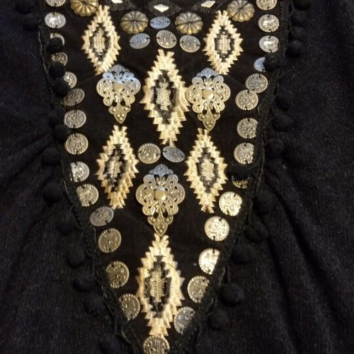 Black knitted dress Save The Queen new, size Small with embroidery