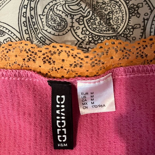 H&M crop top pink orange lace new size M
