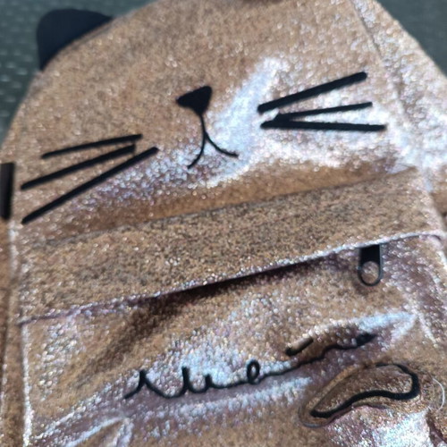 Zara Kids glitter backpack cat design like new, pink gold