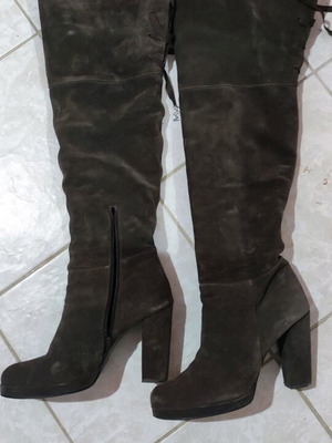 Women's leather suede boots like new, brown, over the knee