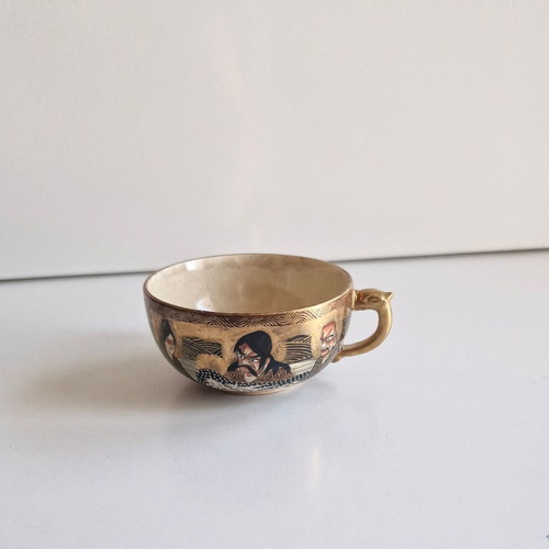 Satsuma collectible cup used with Japanese figures