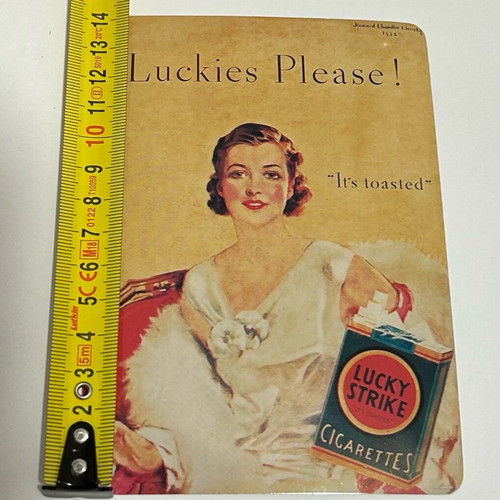 Lucky Strike metal postcard Howard Chandler Christy 1932 new
