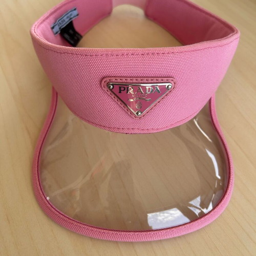 Prada pink visor hat with transparent shield like new, size M