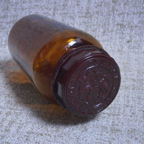 Pharmacy bottle used vintage German Ammonium Bromatum