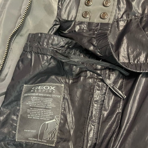 Geox long puffer coat like new with detachable fur gray