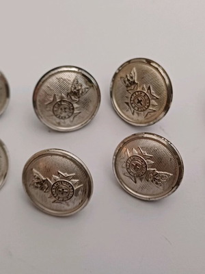 City police buttons used, set of 8, 16mm, 1973