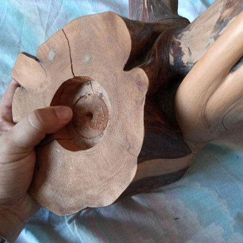 Wooden handmade decorative cedar candle holder large size made to order