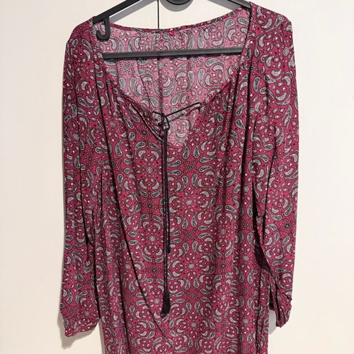 Burgundy blouse dress with paisley used, size M