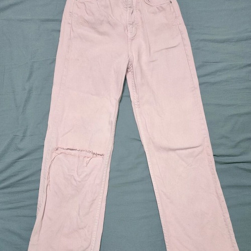 Pull&Bear baby pink high-waisted ripped jeans used, size 36