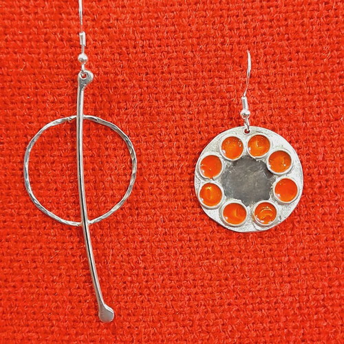Modern silver earrings 925 silver enamel new