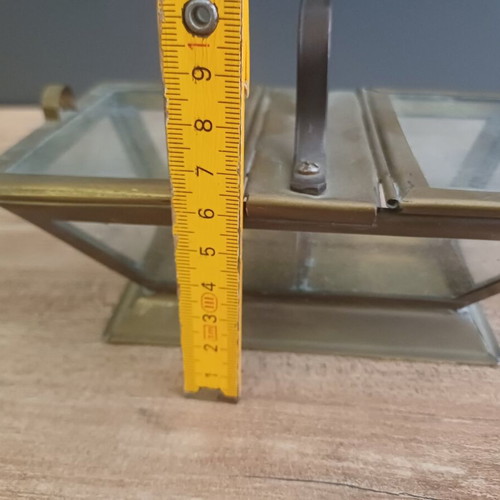 Brass and glass container for coffee and sugar used