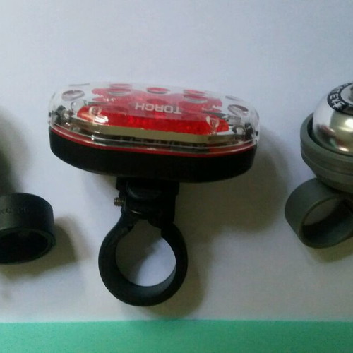 Bicycle accessories like new with lights, bell, and wireless computer