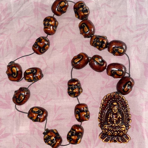 Traditional Buddhist Prayer Mala like new, carved resin beads