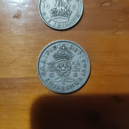 One Shilling and Two Shillings Coins used, 1949 and 1951