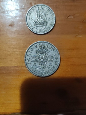 One Shilling and Two Shillings Coins used, 1949 and 1951