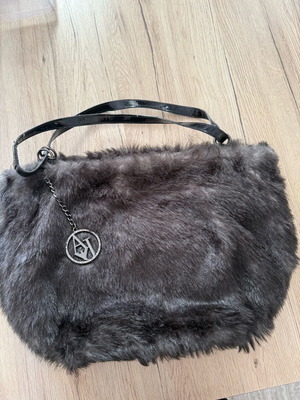 Armani Jeans fur handbag used, black