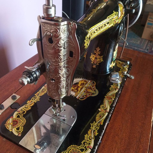 Mrsedes sewing machine used with antique furniture