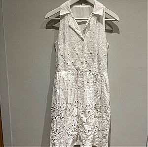 Βαμβακερό λευκό φόρεμα δαντέλα βαμβακερό S