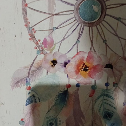 Dreamcatcher decorative art print on wooden base 25×40 cm like new