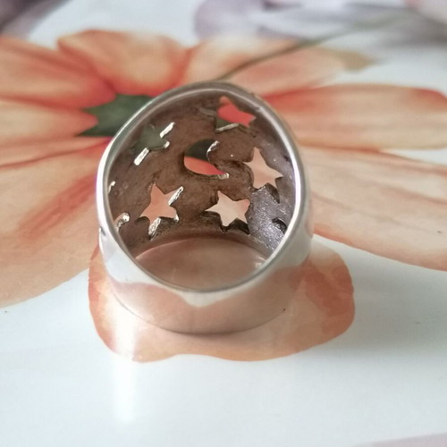 Silver 925 ring with moons and stars new