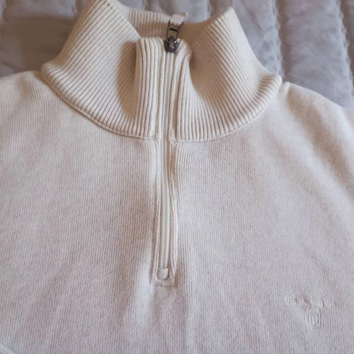 Gant Unisex Long-Sleeve Sweater with Zipper Medium Used, White