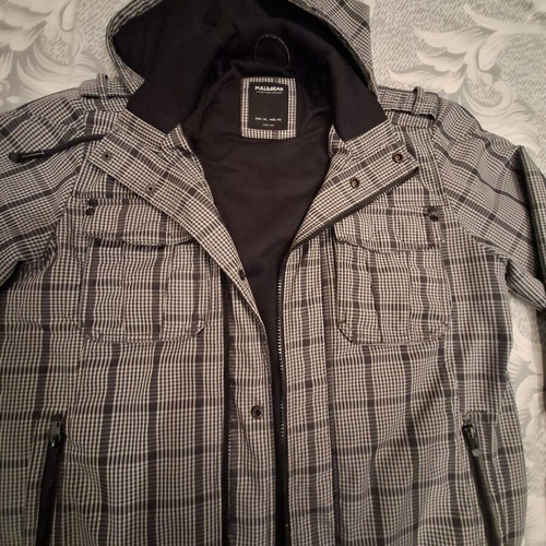 Pull & Bear men's jacket with hood, size XL, like new, checkered