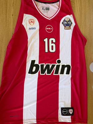 Olympiacos BC 2025 2026 Home Striped Jersey GSA new, authentic
