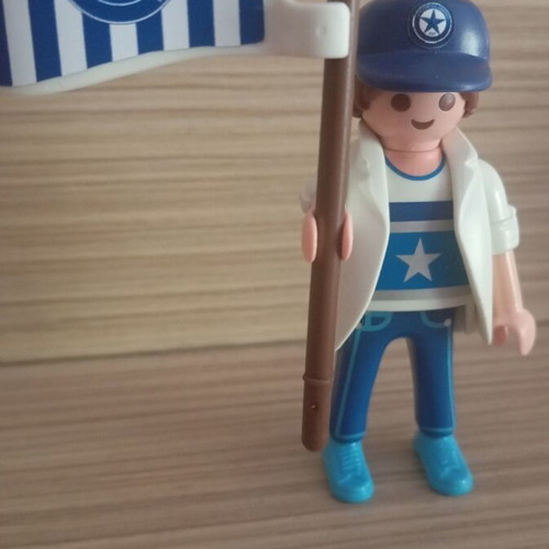 Playmobil Atromitos football fan figure with flag and cap