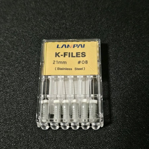 K-Files dental hand files 21mm #08 new, set of 6 pieces