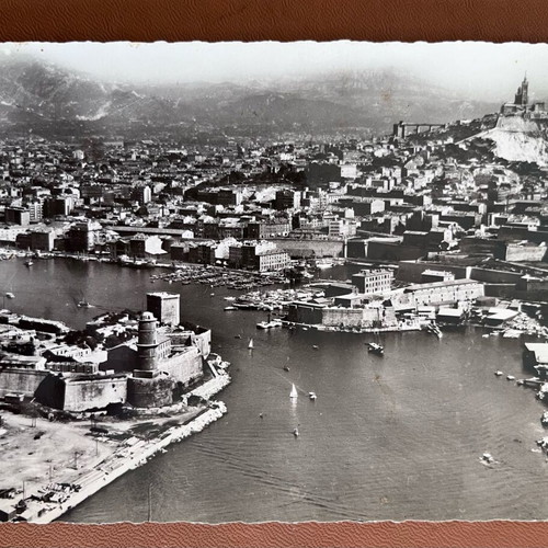 Καρτποστάλ αεροφωτογραφία 1950 παλιό λιμάνι Μασσαλίας αχρησιμοποίητη