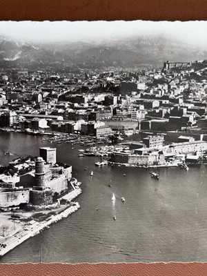 Καρτποστάλ αεροφωτογραφία 1950 παλιό λιμάνι Μασσαλίας αχρησιμοποίητη