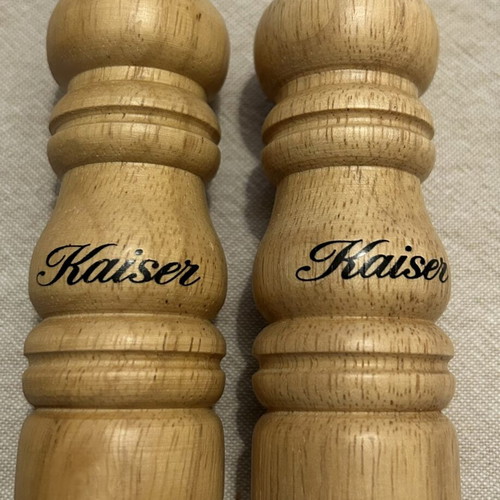 Kaiser wooden salt and pepper set new in packaging