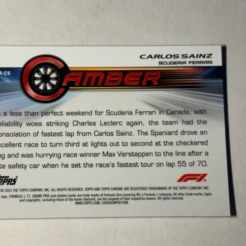 2023 Topps Chrome Formula 1 Carlos Sainz Camber card like new