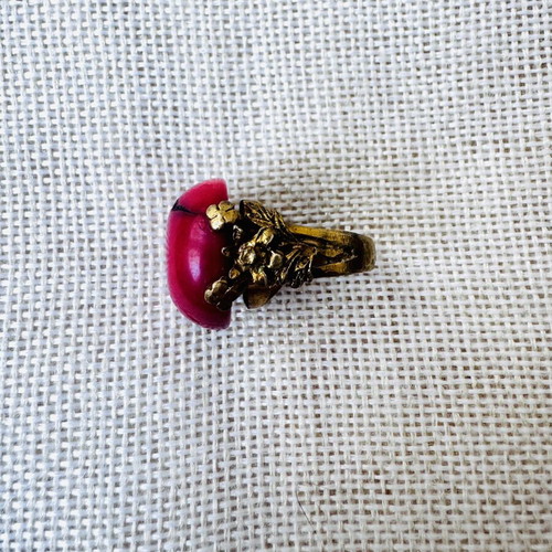 Silver 925 ring with authentic coral, vintage handmade no 55