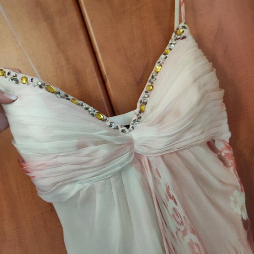 Avant Garde evening dress with bust and beads, new, white, XXL