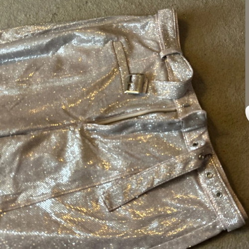 Bershka glitter pants used, gray silver, size L