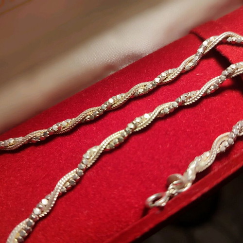 Women's 925 silver braided chain gold plated 41cm like new