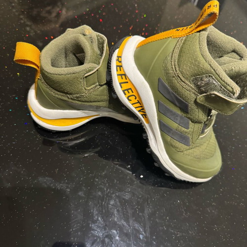 Adidas reflective kids shoes size 30 like new, waterproof with elastic laces