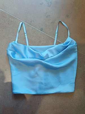 Satin Crop Top baby blue cowl neck size medium like new